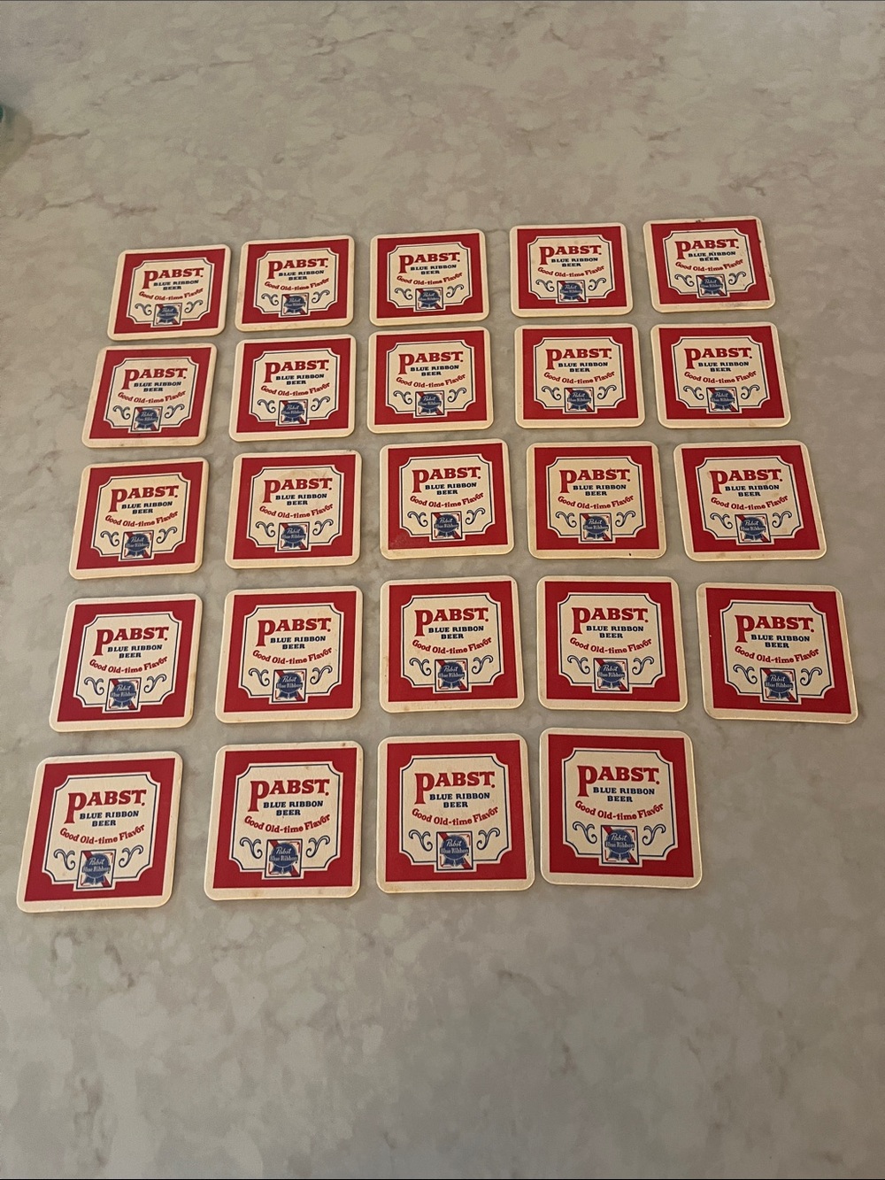 Lot of 24 Vintage PABST Blue Ribbon Double Sided Beer Drink Coasters